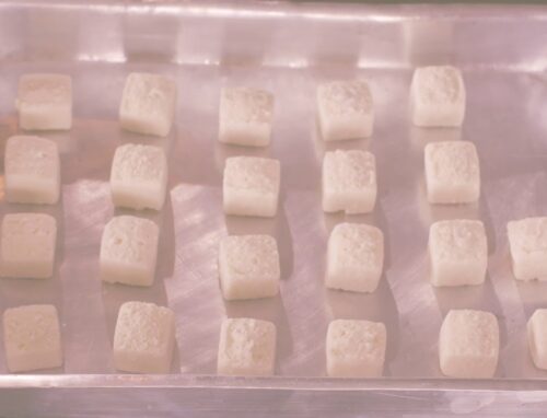 Baked tapioca dices